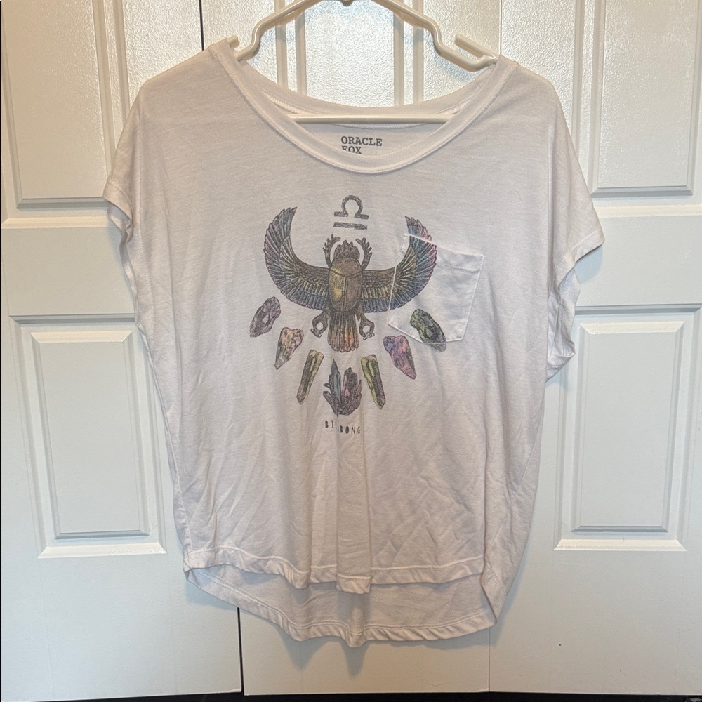 Billabong White Graphic Tee with Owl Design